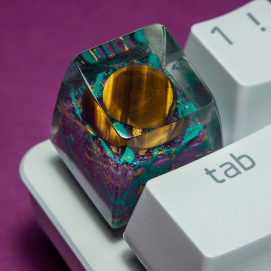 Капачка за клавиш/keycap, 'Golden Light' с тигрово око